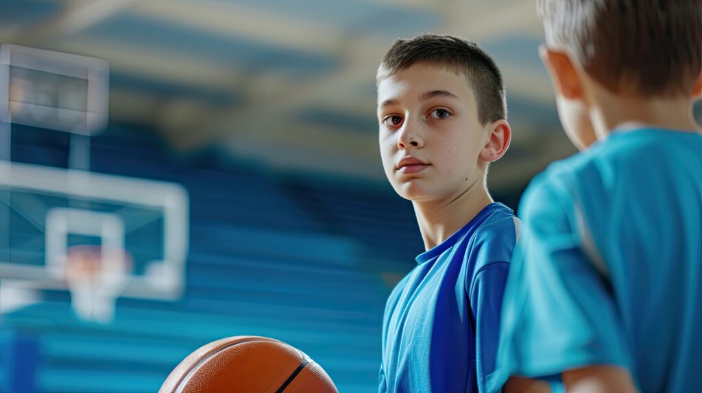 Child playing basketball photo